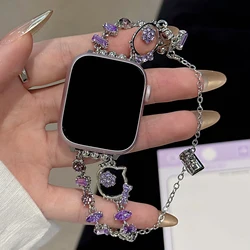 Sparkling Double - Row Diamond Chain Strap - 38 40 41 S10(42)mm (A Pastel Violet)