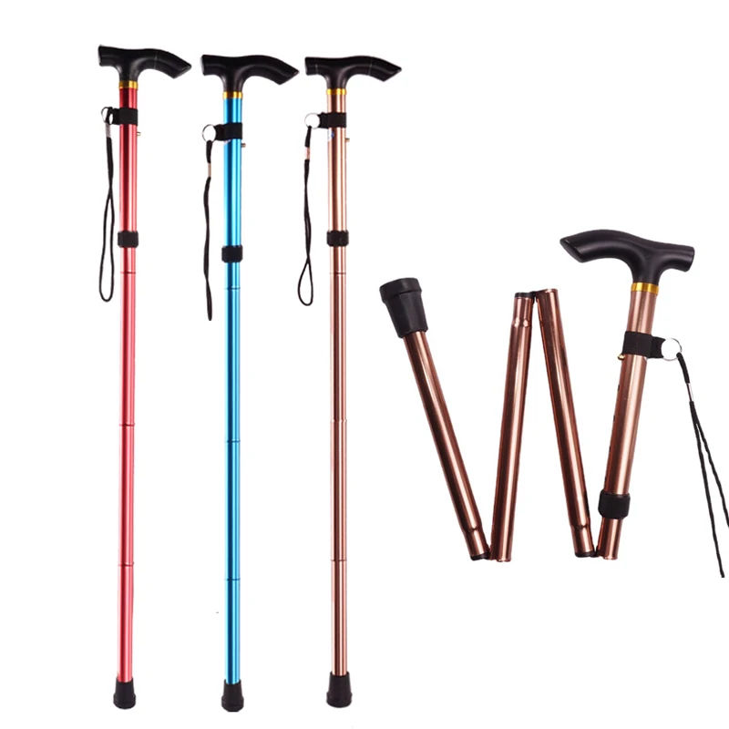 

Ultralight Folding 4 Section Adjustable Walking Stick Hiking Trekking Poles Trail Canes Aluminum Alloy Climbing Sticks Equipment