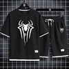 Summer Men's Spider Print T-shirt + Shorts Suit Casual Two-piece Waffle Sportswear 2024 Fashionable and Comfortable Suit M-3XL 4