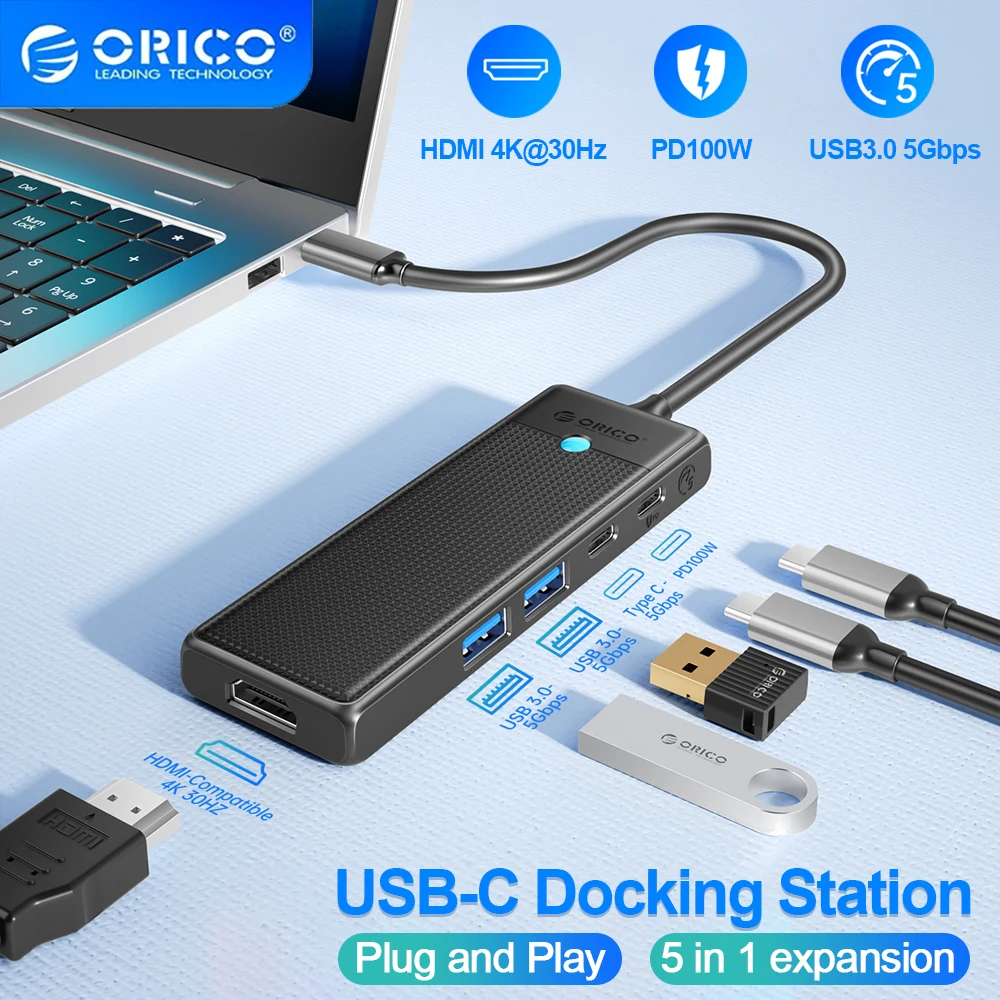 ORICO-USB-C-Hub-Type-C-To-HDMI-compatible-USB3-0-Adapter-PD100W-Card ...