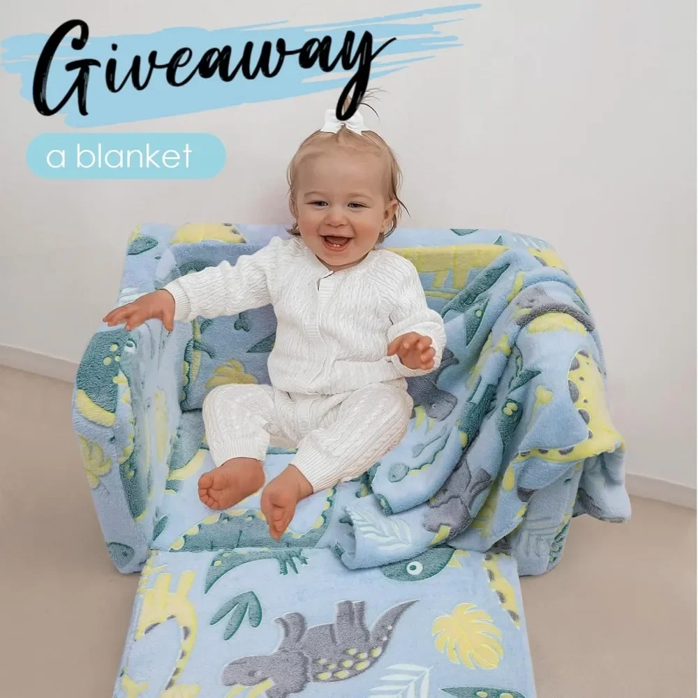 Children's Sofas, Folding Toddler Chair, Soft Plush Fold Out Kids Couch Sofa Glow in The Dark,Comfy Baby Recliner for Girls Boys 4