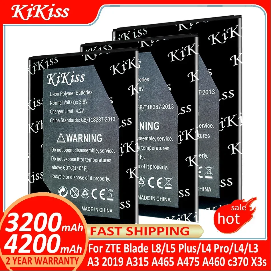 

Аккумулятор KiKiss для ZTE Blade L8/L5 Plus L5Plus/L4 Pro L4Pro/L4/L3/A3 2019 A315 A465 A475 A460 c370 X3s