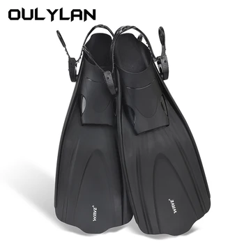 Oulylan Adjustable Short Adult Snorkel Foot Swimming Flippers Fins Beginner Water Sports Equipment Portable Diving Flippers Men 1