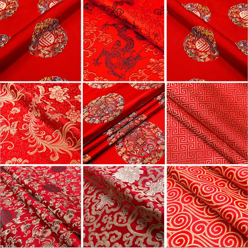 

Weaving Brocade Satin Fabric Chinese Style Sofa Cushion Han Suit Dress Curtain Case Bag DIY Fashion Sewing Cloth By The Meter