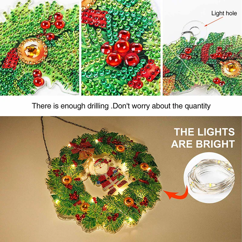 Diy Diamond Painting Christmas Led Hanging Lights Special Shaped Drill  Sucker Ornaments Lamp For Window Home Wall Decoration - Diamond Painting  Cross Stitch - AliExpress