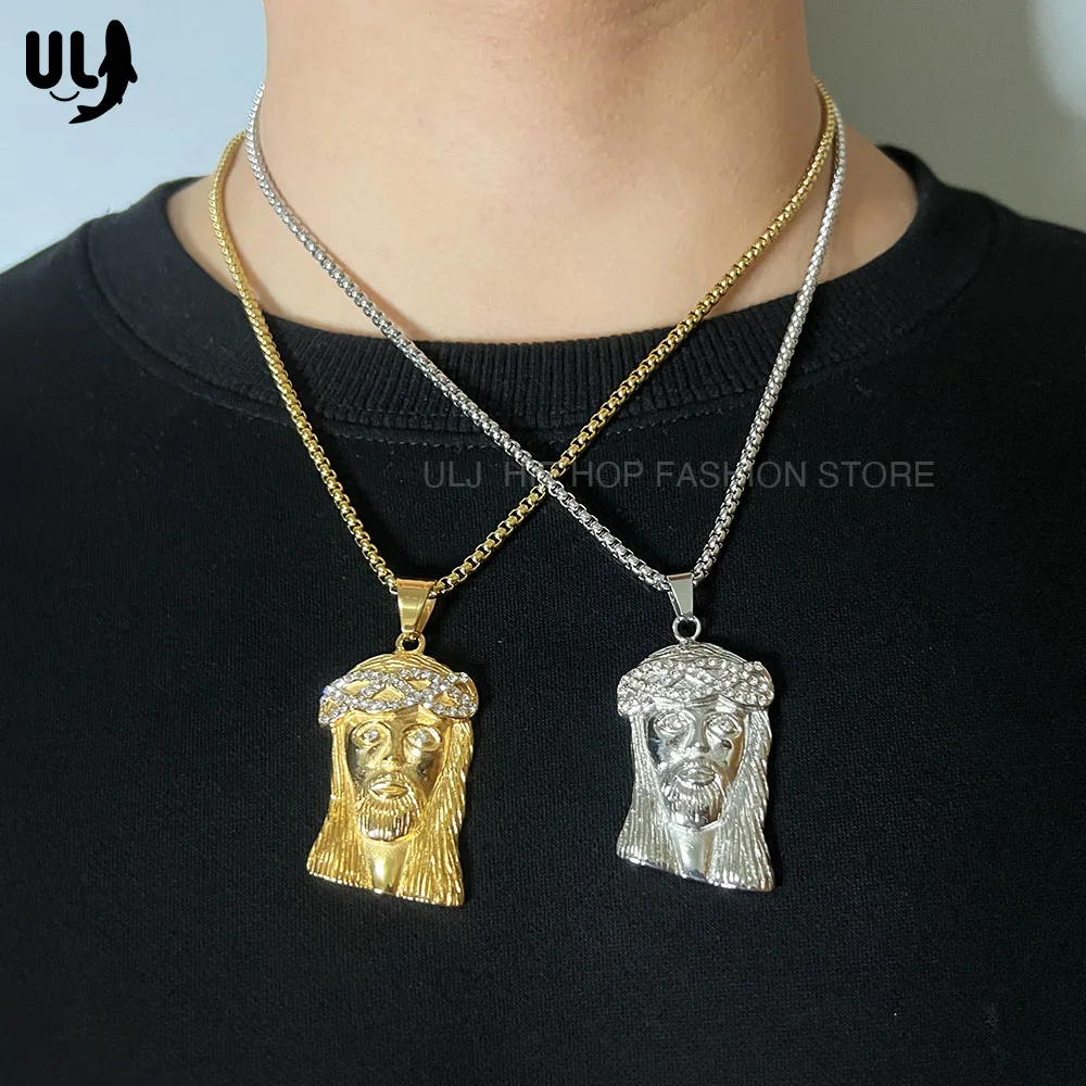 ULJ-Hip-Hop-Rapper-Stainless-Steel-Cross-Necklace-Cleopatra-Religious