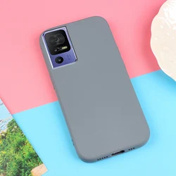 Sand Matte Soft Silicone Shockproof Phone Case - Full Protective Cover Shell for TCL 40R (Gray)