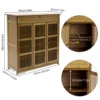 4 Tier Bamboo Shoe Storage Cabinet Wooden Shoes Rack with 3 Hollow Doors 3