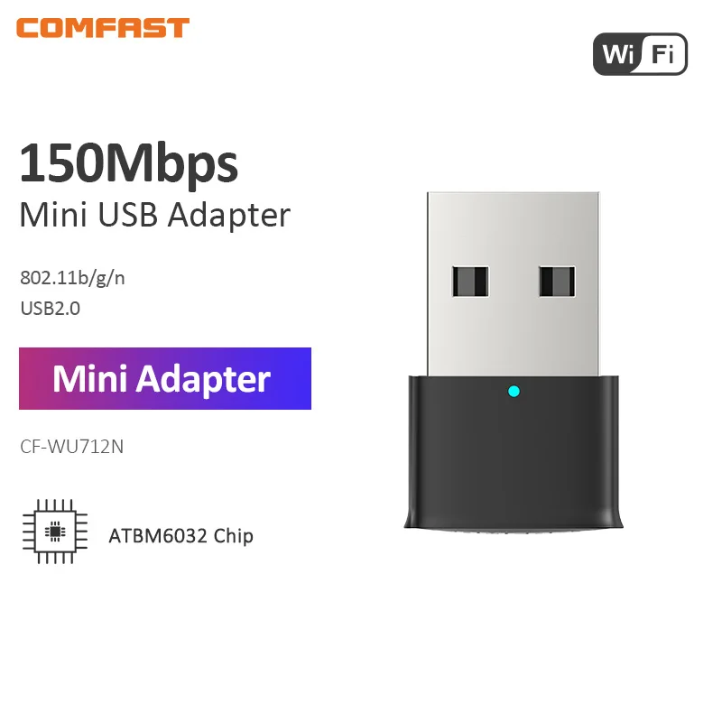 ミニUSBwifiアダプター802.11n usb2.0,150mbps 2.4ghz,ワイヤレスネットワークカード,トランスミッター