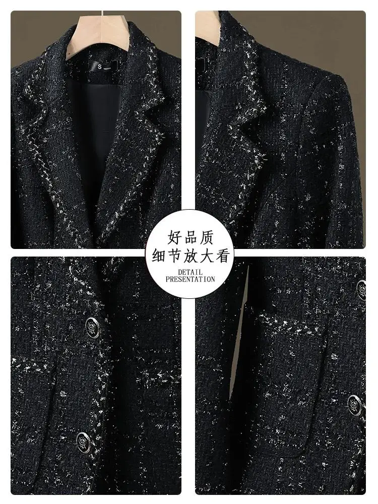 Korea Casual Spring Single Breasted Blazer Women Slim Long Sleeveless Blazer Jacket Female Elegant Office Lady Patchwork Coat