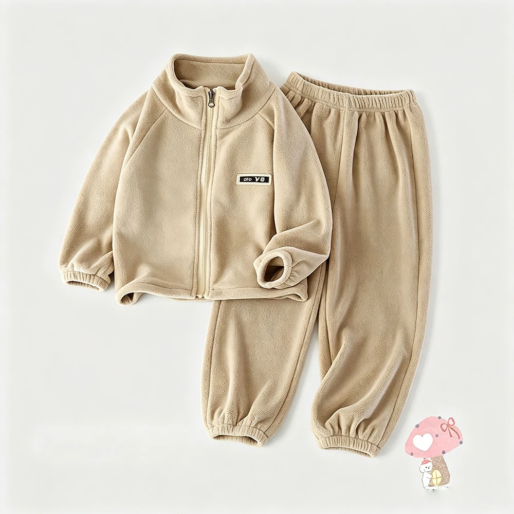 Winter Kids Fur-Lined Hoodie & Pants Tracksuit Set