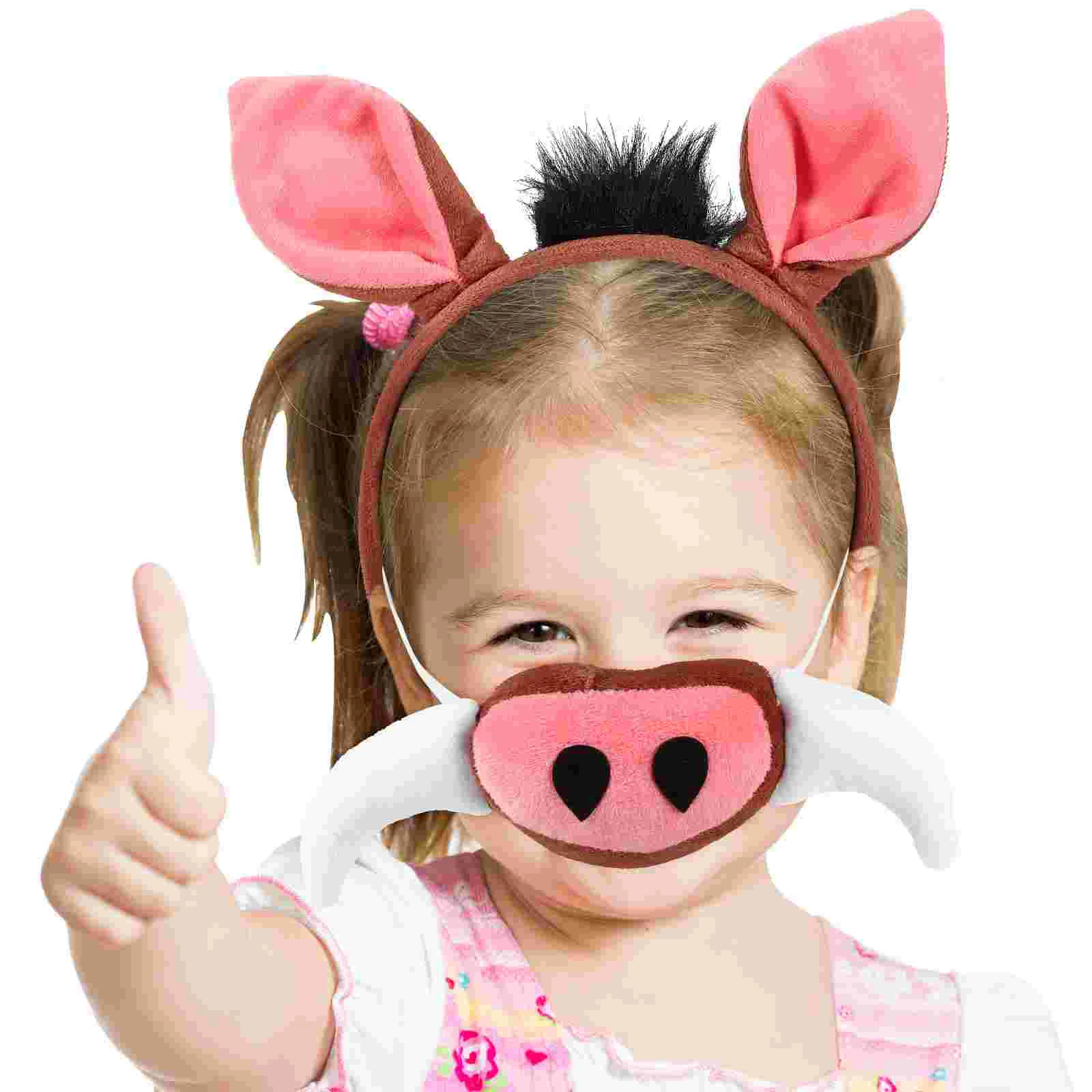 Halloween Costumes Performance Costume Prop Pig Kids Ear Nose Animal Ears Tail Party Cosplay Props Prom