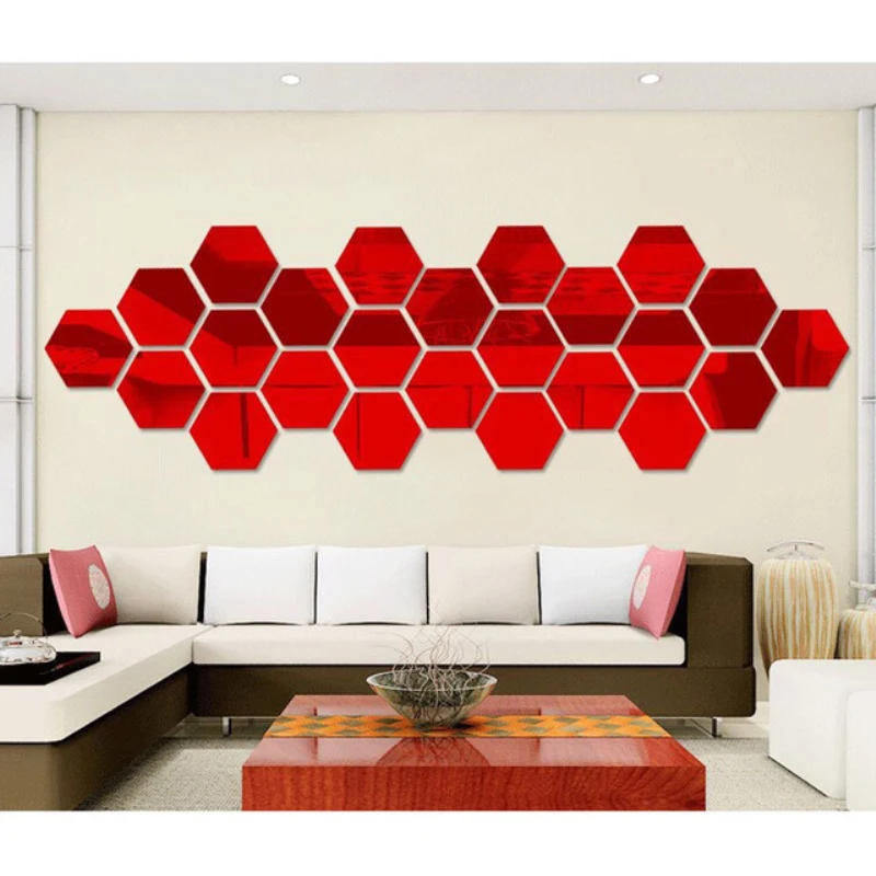 Description Picture 6 of item24/12pcs Mirror Wall Sticker Hexagon Wall Art Sticker DIY Household Decorative Tiles Sticker SELF adhesive Decorative Mirrors
