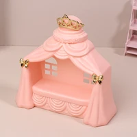 Mini lit de princesse pour maison de poupée, modèle de meubles de chambre à coucher, décoration, accessoires de maison de poupée, jouets de simulation, 1/12 5