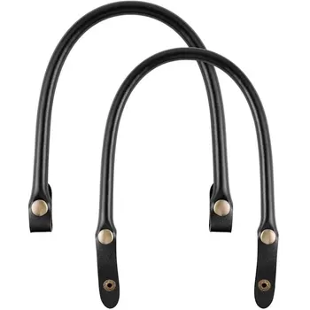 Maniglie per borse 2 pezzi Maniglie per borse da 15,7 pollici di lunghezza Tracolla per borsa in pelle PU nera con bottone per borsa