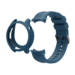 Silicone Sports Watchband Set with Adjustable Strap and Protective Watch Case (Pale blue2)