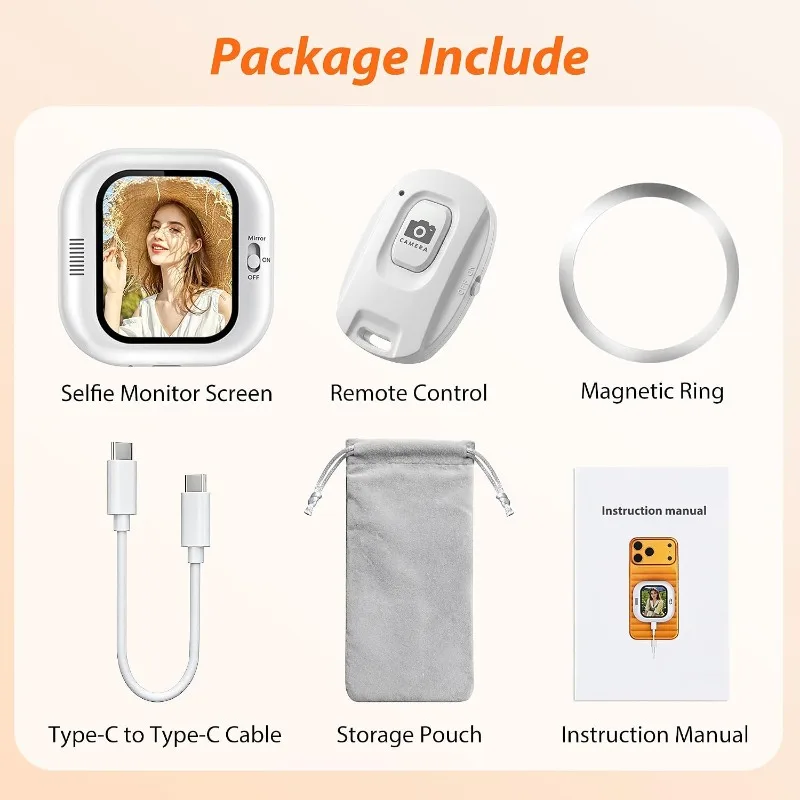 Compact Wireless Selfie Monitor with Back Screen and 1080P Resolution