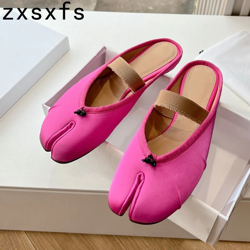 

Summer Satin Split Toe Slides Designer Flat Casual Slippers For Women Loafers Holiday Brand Beach Shoes Sandalias Mujer