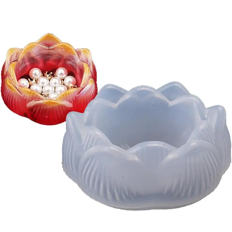 

Lotus Shaped Candle Mold Silicone Mold For Candle Making 3D DIY Candlestick Soap Storage Box Mold Gypsum Craft Molds Ornament