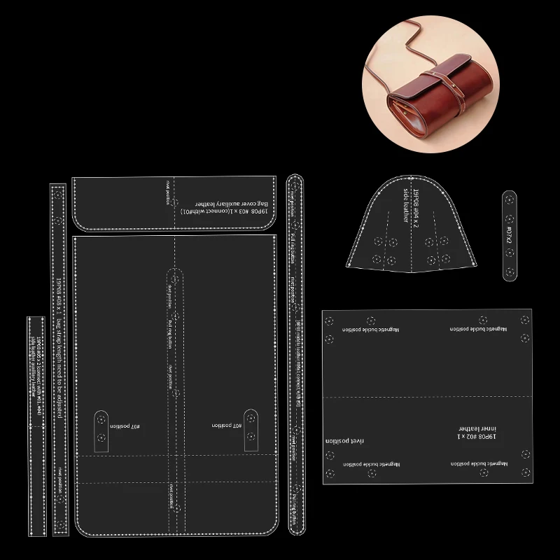 YOMDID 8pcs Cylinder Bag Handmade Acrylic Template DIY Crossbody Bag Mold Leather Stencils Handcraft Leather Supply Accessories