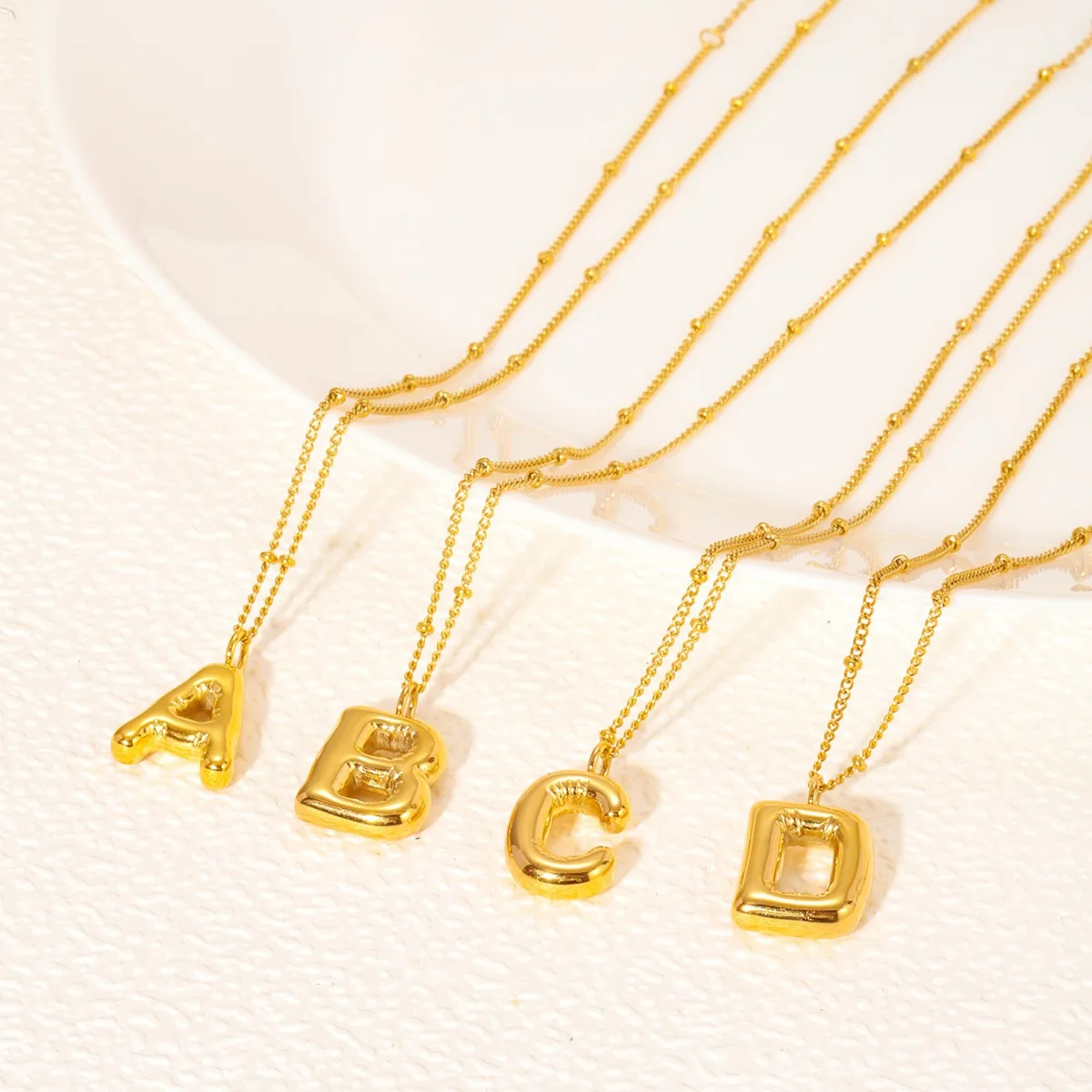 Hot Sale Bubble Balloon A-Z Letter Initial Pendant Necklace Women Waterproof Gold Plated Chunky Alphabet Choker Collar Jewelry