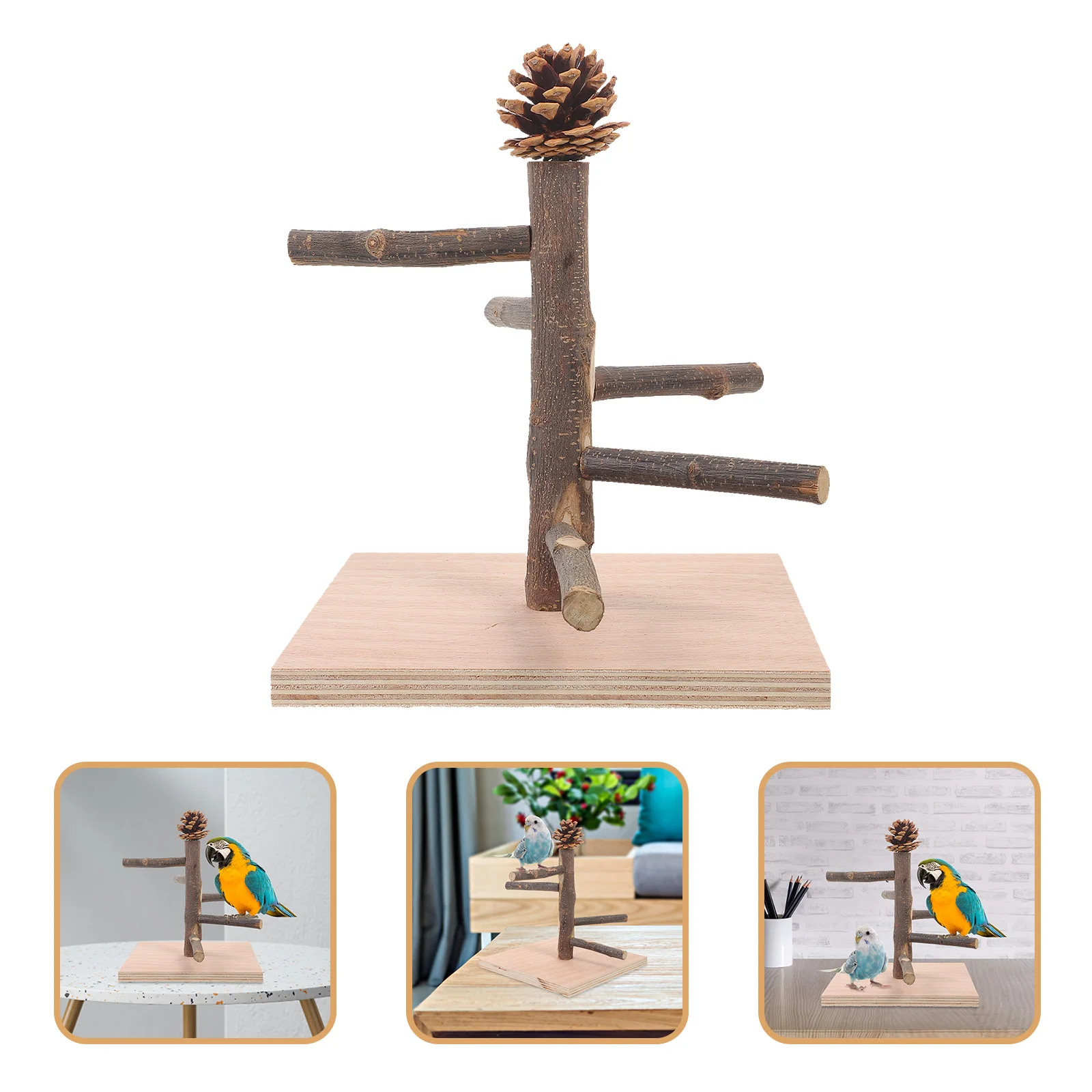

Parrot Training Frame Wood Bird Stand Perch Wooden Portable Tabletop Decorative Toy Rack Office
