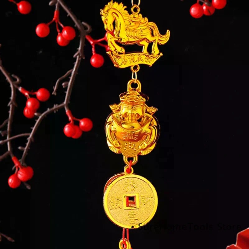 2026 Year Of The Horse Wall Hanging Car Ornament Chinese New Year Red Gold Pendant Lucky Decoration Housewarming Gifts