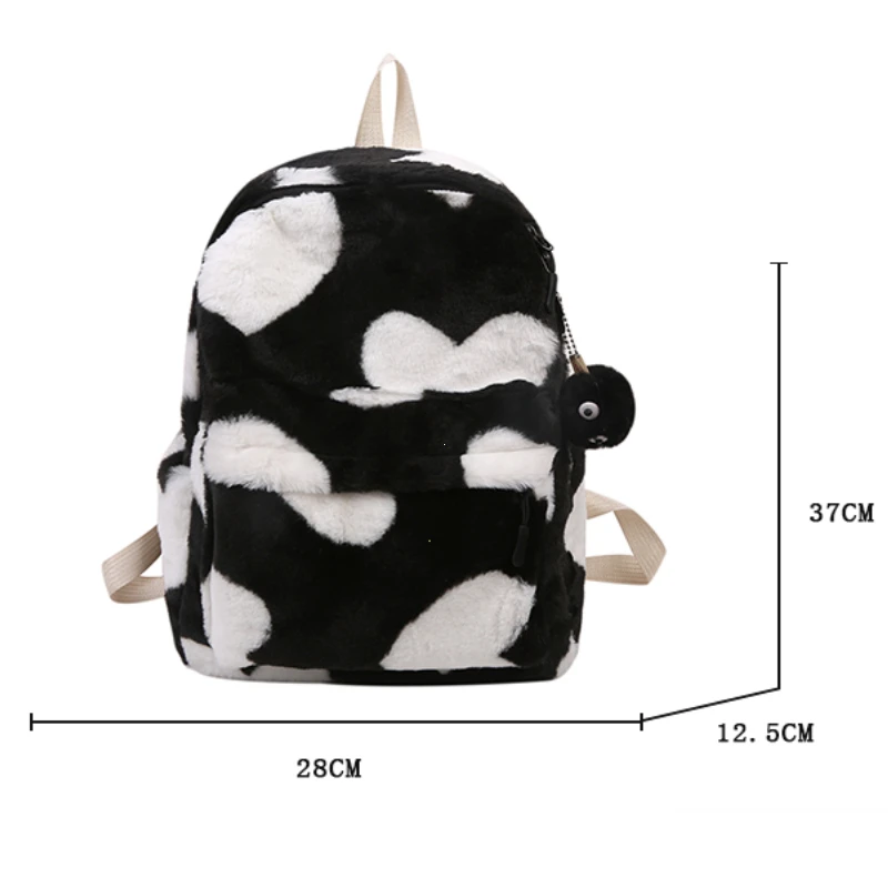 Heart Plush Cartoon Backpack Girl Plush Backpacks Cute Fur Backpacks Children School Bags Kids Gift Book Bag Mochilas Para Mujer 6