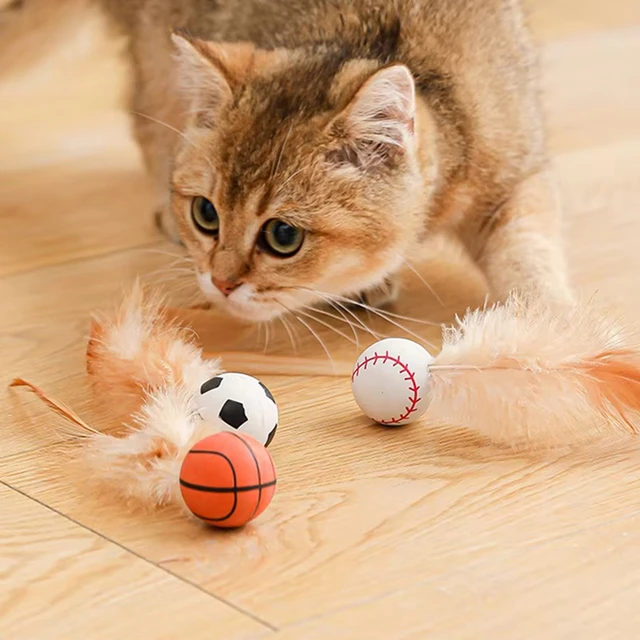 Cat Interactive Ball Toys Interactive Bouncy Ball with Feathers Cat Toys for Indoor Cats and Kittens 6