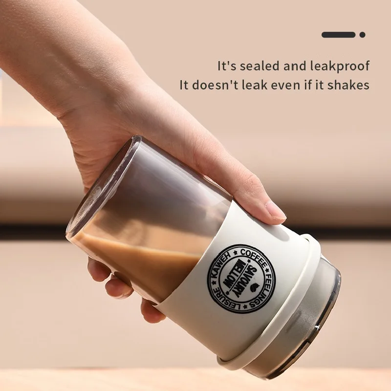 Coffee Cup Milk Tea Simple Carry-on Cup Outdoor Leisure Sealed Leak-Proof Portable Vacuum Cup with Cover For Gifts