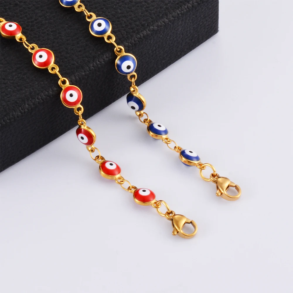 Bracciale con occhio blu e perline placcate oro, bracciale di protezione contro il malocchio, bracciale con occhio blu, bracciale impilabile, idee regalo, gioielli boho - Italia
