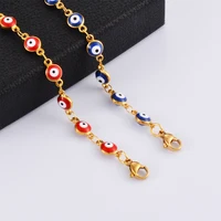 Blue Red Evil Eye Bracelet Stainless Steel Bead Lucky Turkish eye Jewelry For Women Simple Adjustable 1