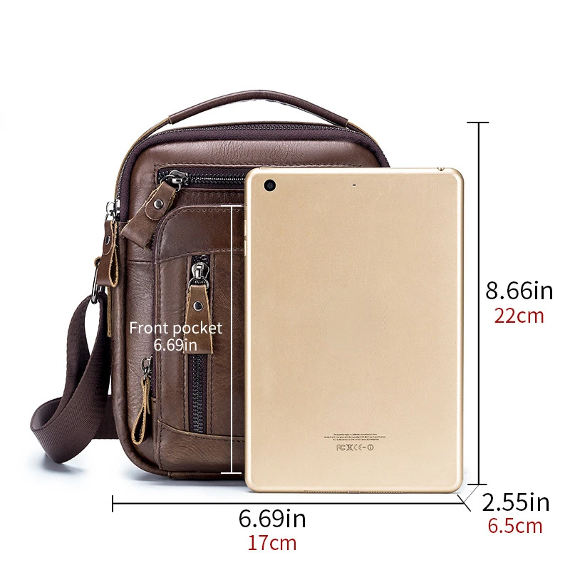 First Layer of Cowhide Men's Crossbody Bag Multi-functional Europe and The United States Trend Men's Single Shoulder Bag 2024