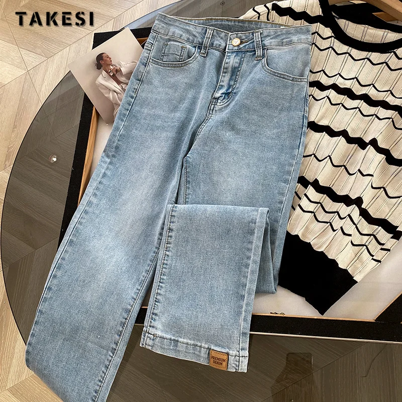 

Джинсы женские прямые с завышенной талией, винтажные синие мешковатые брюки из денима в стиле пэчворк, с широкими штанинами, в Корейском стиле, Y2K