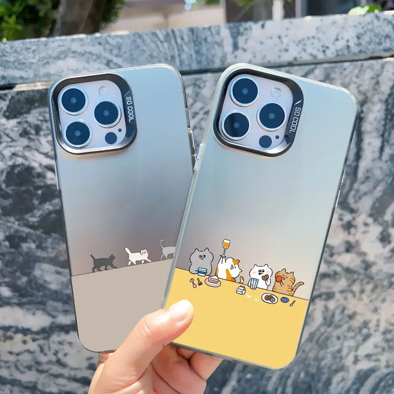 Gestapelte Katzen-Handyhülle für iPhone 17 16 15 14 Pro Max 13 Mini 12 11 Pro Max 15 14 Plus Laser-Cover Mädchen Süße Geschenke Handyhüllen – Detail 12
