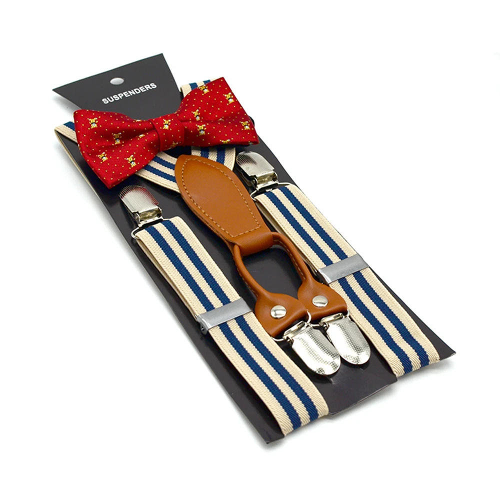 SHOWERSMILE Suspenders Kids Wedding Children Girls Baby Boys Suspenders Bow Tie Set Santa Christmas Green Braces for Trousers