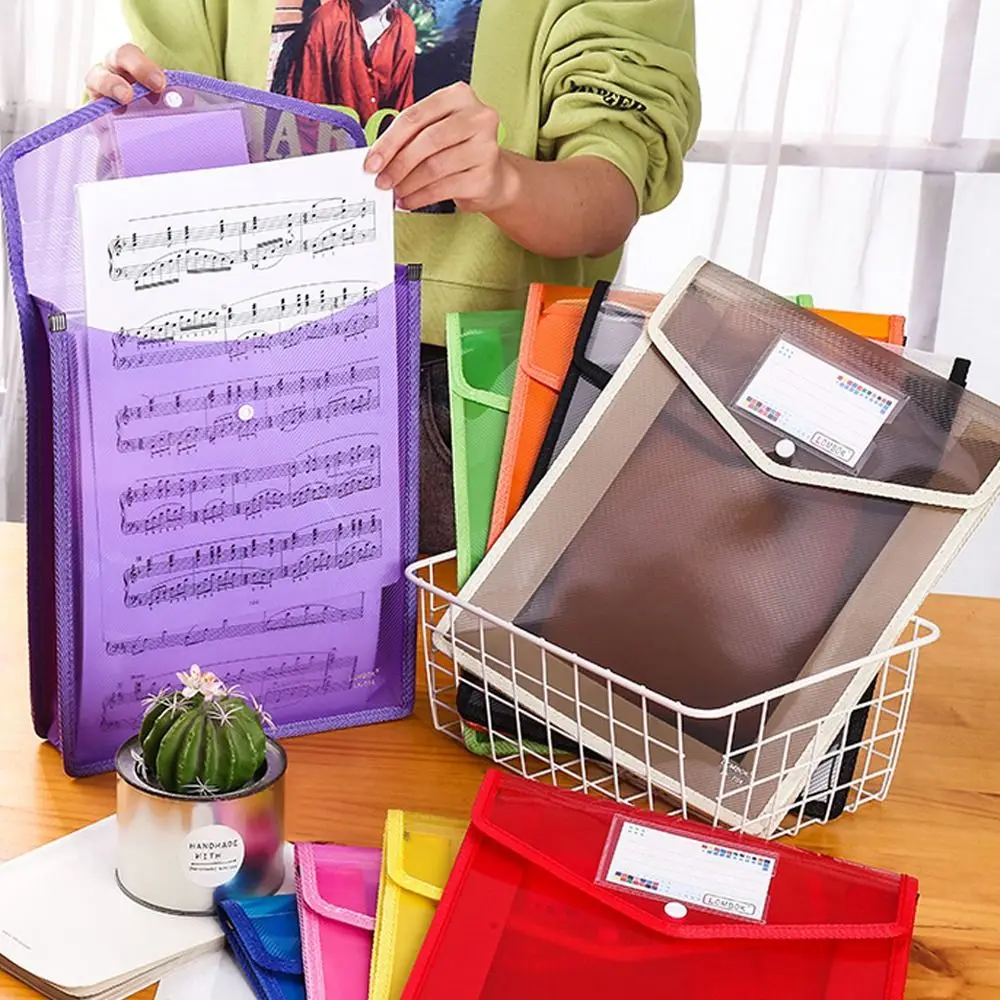

Hot Sale Stationery Storage Pouch PVC Bag Large Capacity File Organizer A4 File Folders Envelope Folder Document Bag