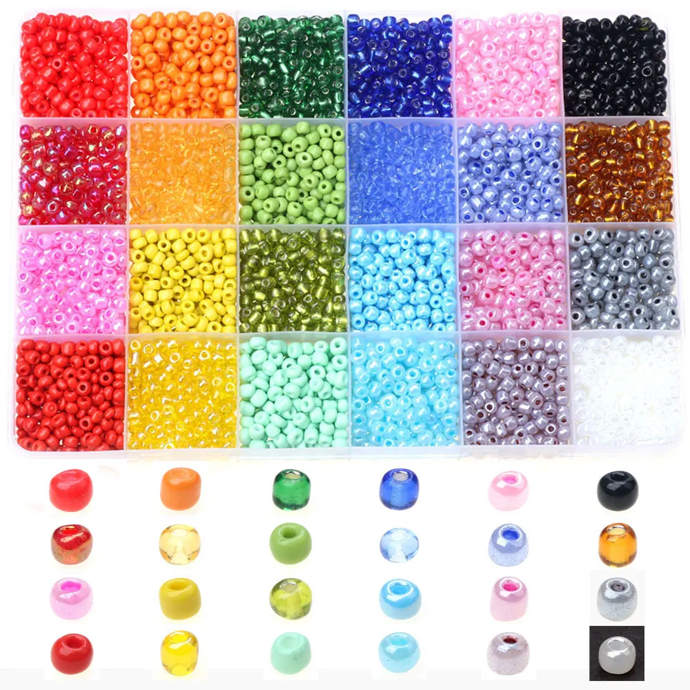 

2MM/4MM Glass Seed Beads Candy Rainbow Color Mini Bead Set Small Craft Beading DIY Necklace Bracelet beads for jewelry making