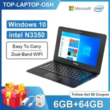 Mini Netbook 6GB+64GB Intel N3350 Dual Core 1280X800 Windows 10 Pro Notebook Cheap Student Laptop Portable Laptop Wifi Computer