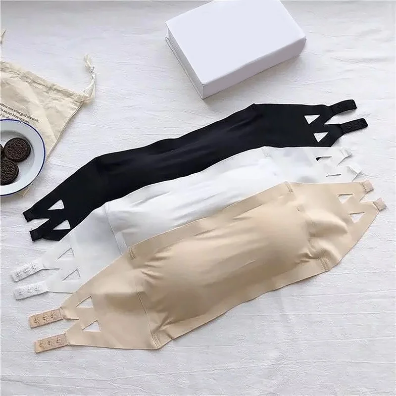 One Piece Seamless Tube Tops Women Invisible Bra Intimates Strapless Bustier Bandeau Breathable Wrapped Chest Underwear women tube tops