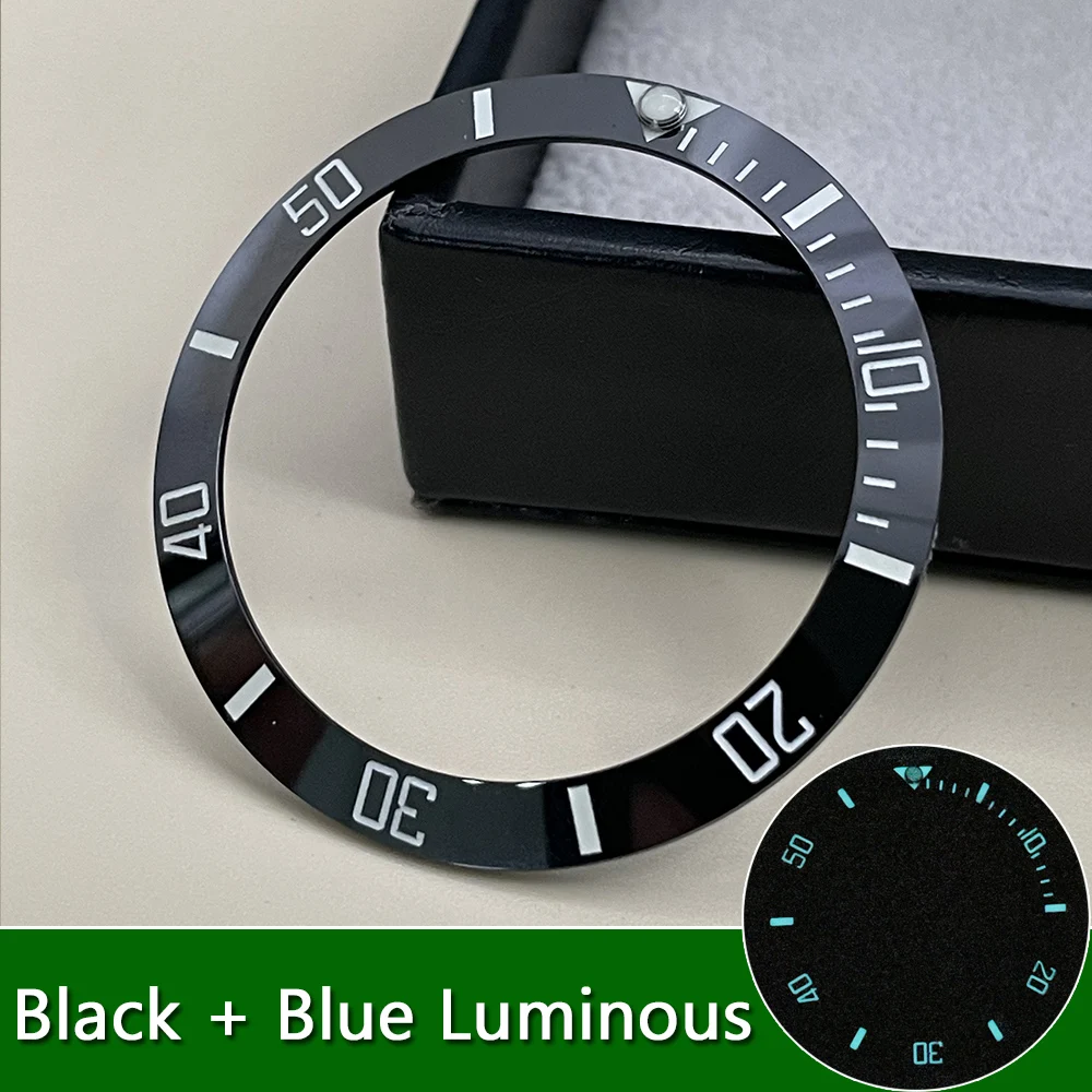 Blue/Green Luminous Watch Bezel Insert 38mm*30.6mm Insert Ring fit SUB GMT Watch Replacement Bezels Accessories