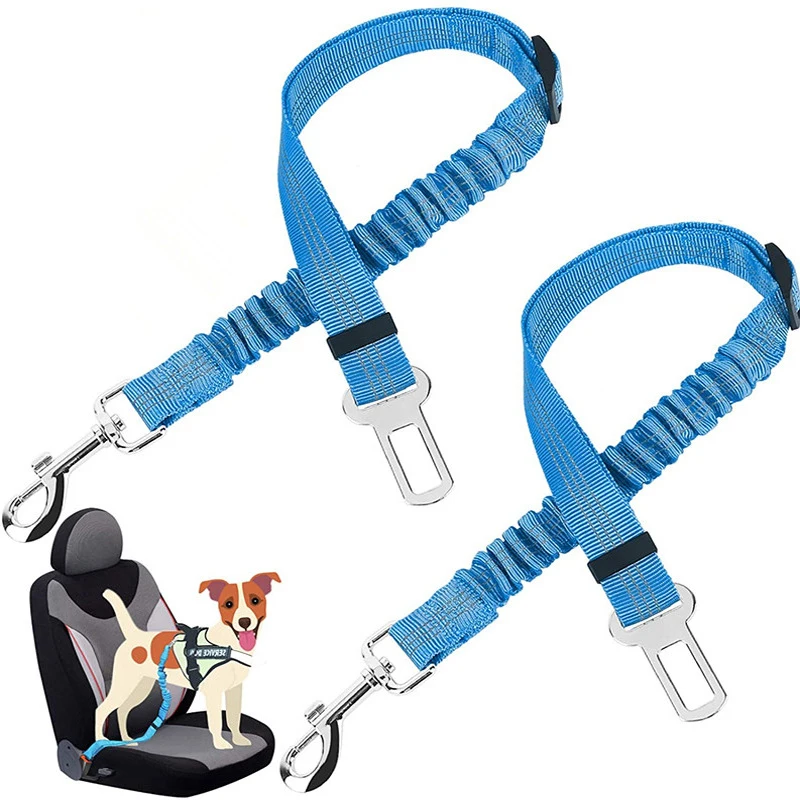Pet Car Seat Belt Rope Ring Dog Car Retractable Elastic Reflector Leash Dog 