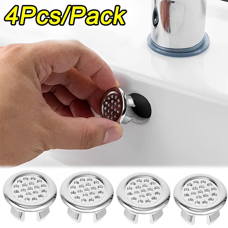 Kitchen Bathroom Basin Circular Overflow Drain Cover 4Pcs Bathtub Sink Hole Overflow Hollow Washbasin