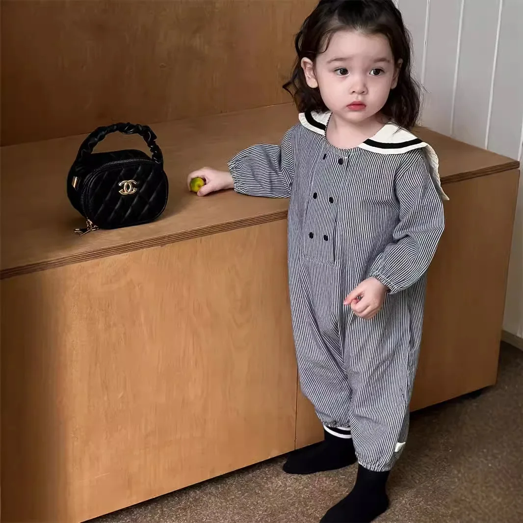 Arrival Winter and Autumn Baby Unisex Striped Pattern Long Sleeves Zip-up Rompers