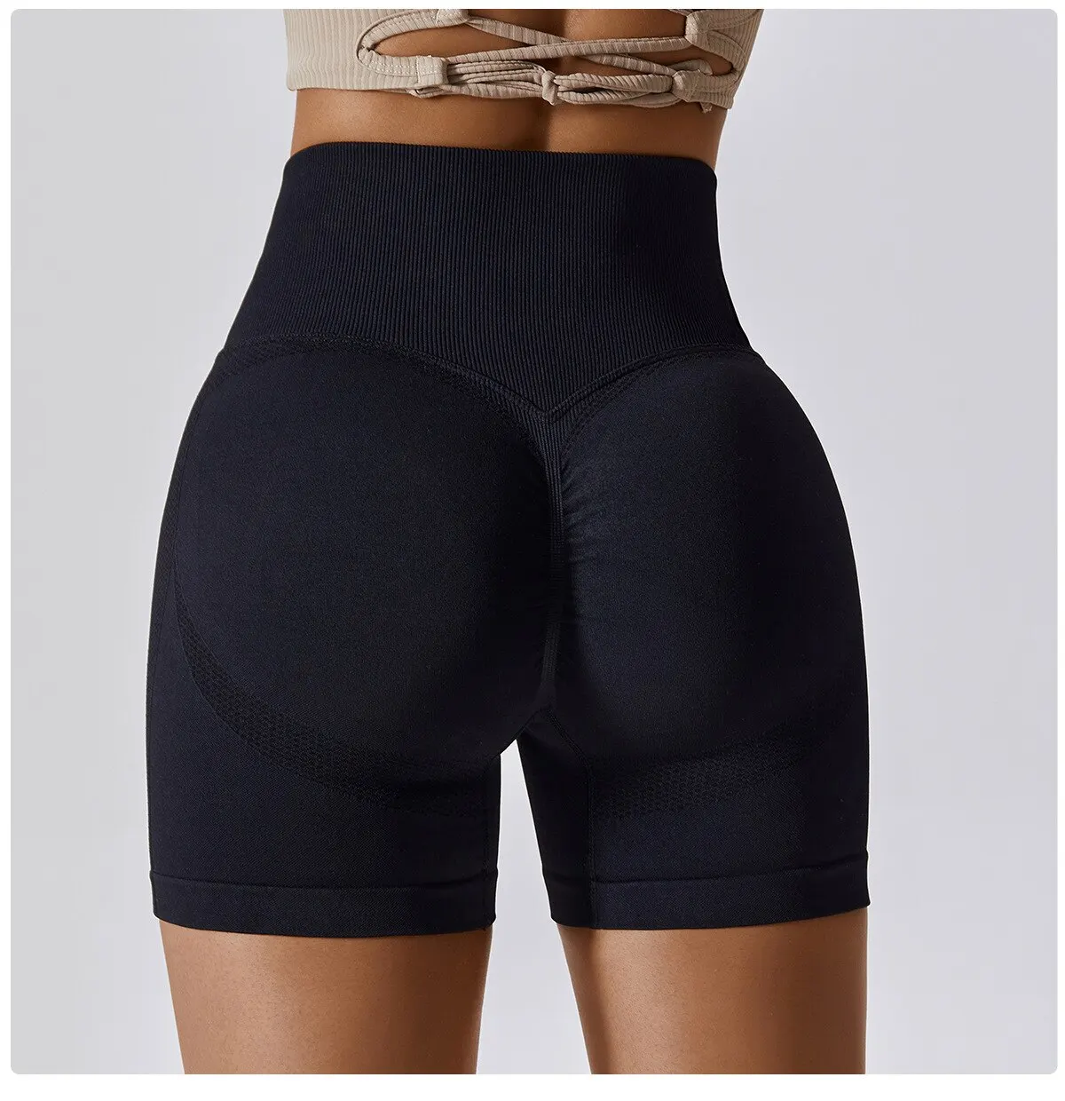Women's High Waist Seamless Fitness Shorts - Push Up Gym Yoga Activewear