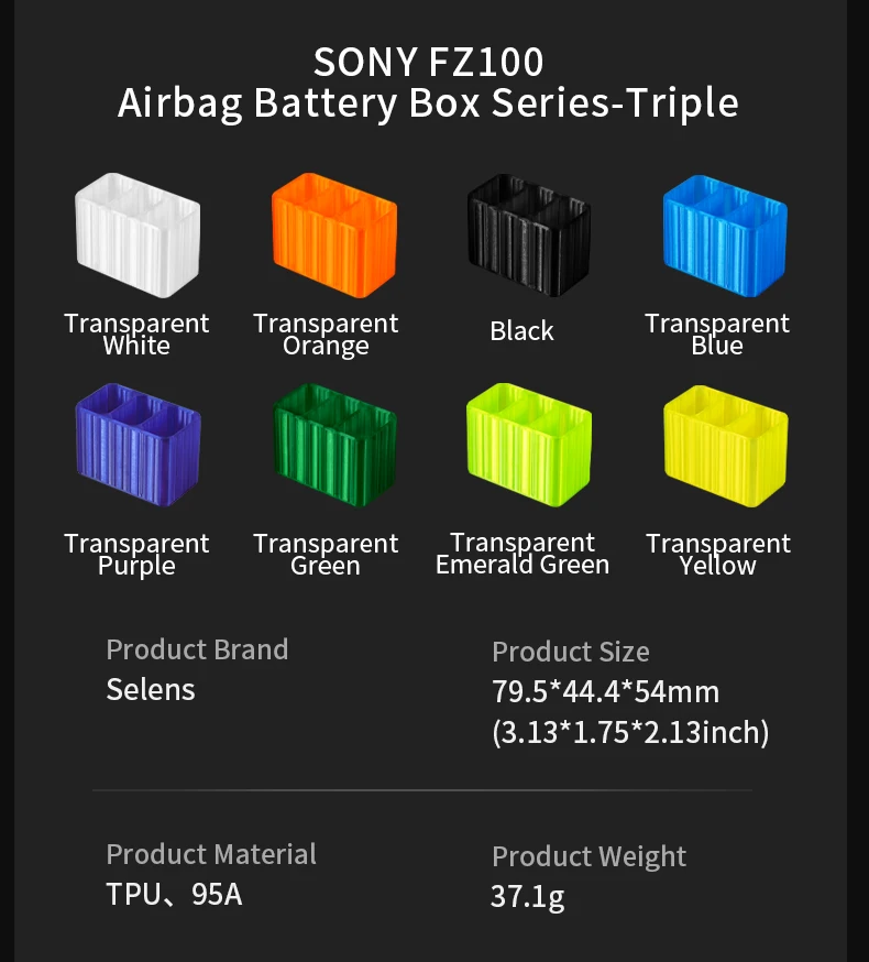 8 Color Camera Battery Case Bag for Sony NP-FZ100 Battery Shockproof TPU Air Bla