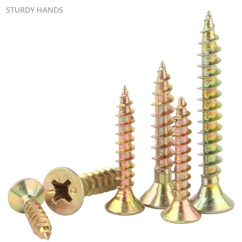 

500g carbon steel with hard fiber self tapping screw cross countersunk head wood screw extended wall panel nail M4M5