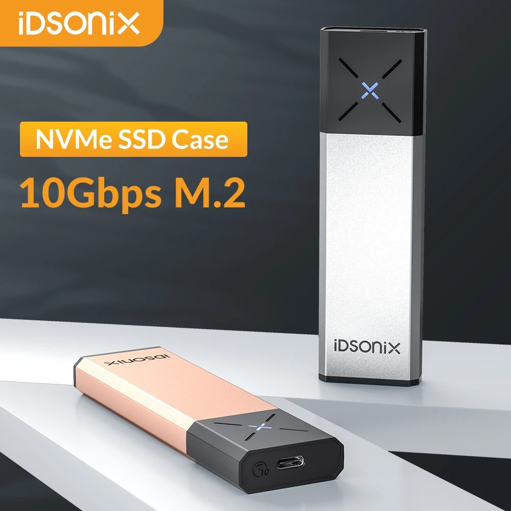 IDsonix-M.2 NVMe Gabinete SSD SATA, Protocolo Duplo, Caso do Disco Rígido, USB 3.2, 10Gbps, Alta Velocidade, Tipo C, Capa SSD Externa para Laptop