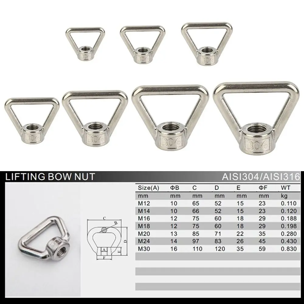 M8 M10 M12 후킹 너트 304 스테인레스 스틸 아이볼트 링 리프팅 아이 너트 나사 링 삼각형 너트