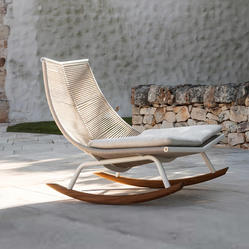 

Nordic Outdoor Table and Chair Leisure Garden Furniture Sets Outdoor Rattan Rocking Chairs Home Outdoor Garden and Terrace Set